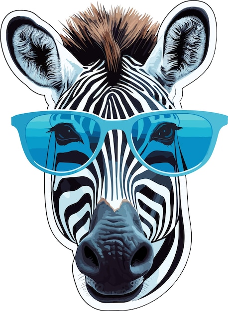 Plik wektorowy ilustracja cool zebra nosić okulary wektor naklejki