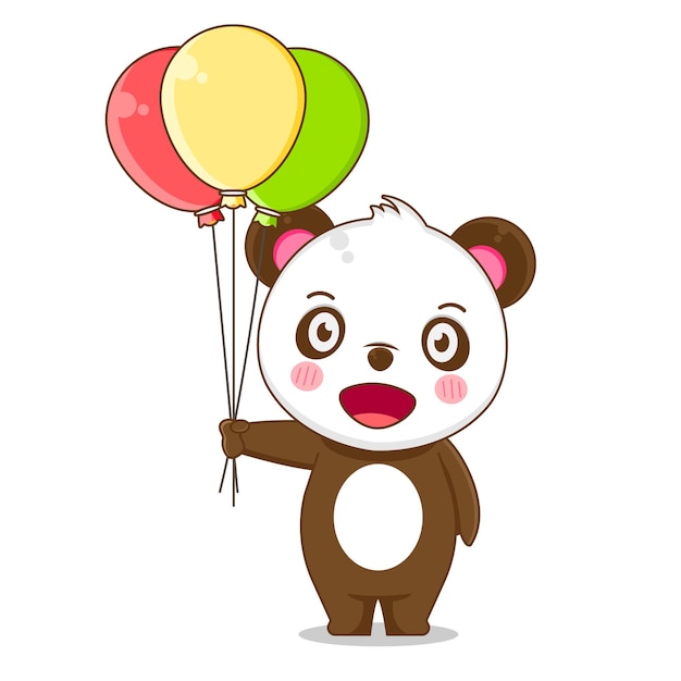 Ilustracja Cute Panda Trzymając Balon