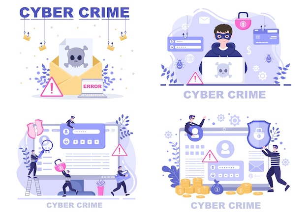 Ilustracja cyberprzestępczości Phishing Kradzież danych cyfrowych, systemu urządzenia, hasła i dokumentów bankowych z komputera