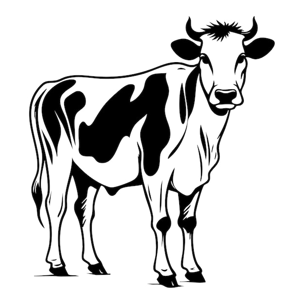 Ilustracja czarnej i białej krowy