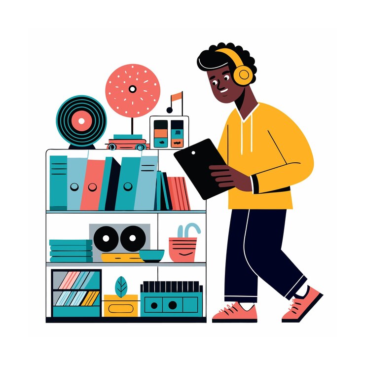 Ilustracja czarnych ludzi robiących zakupy