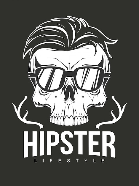 Ilustracja Czaszki Hipster