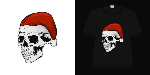 Ilustracja Czaszki Santa Hat Dla Projektu Tshirt