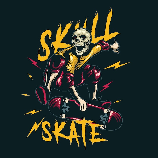 Plik wektorowy ilustracja czaszki skate z jednolitym kolorem