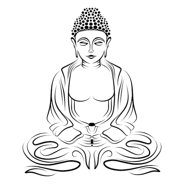 Ilustracja Dnia Budha Vesak W Plemiennej Czerni I Bieli