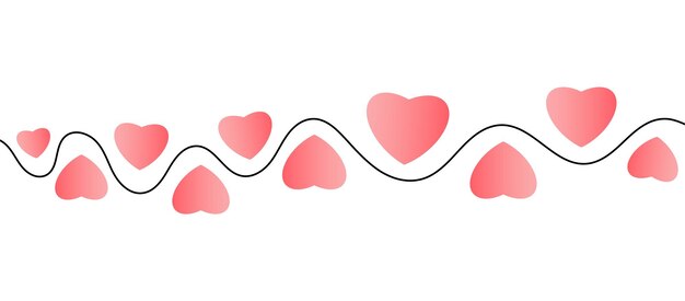 Plik wektorowy ilustracja dnia walentynek w kształcie ciągłej linii z różowym sercem na białym tle