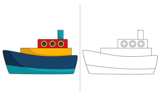 Plik wektorowy ilustracja do kolorowania dla dzieci cywilna łódź