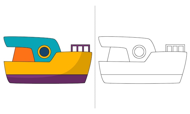 Plik wektorowy ilustracja do kolorowania dla dzieci łódź motorowa