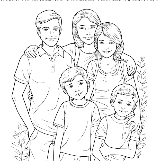 ilustracja do malowania strony książki rodzina