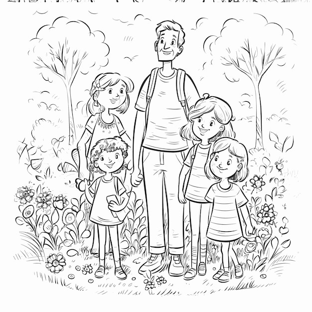 ilustracja do malowania strony książki rodzina