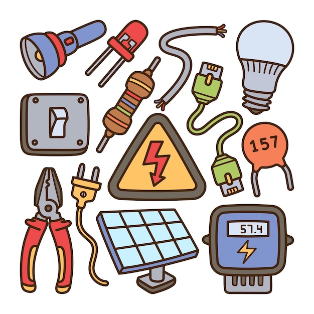 Plik wektorowy ilustracja doodle elektryka