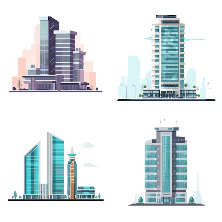 Wektor ilustracja drapacza nieba minimalistyczny budynek