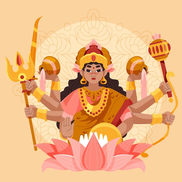 Ilustracja durga o płaskiej konstrukcji