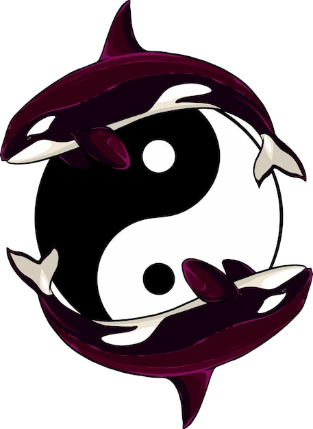 Plik wektorowy ilustracja dwóch orków wokół symbolu yin yang