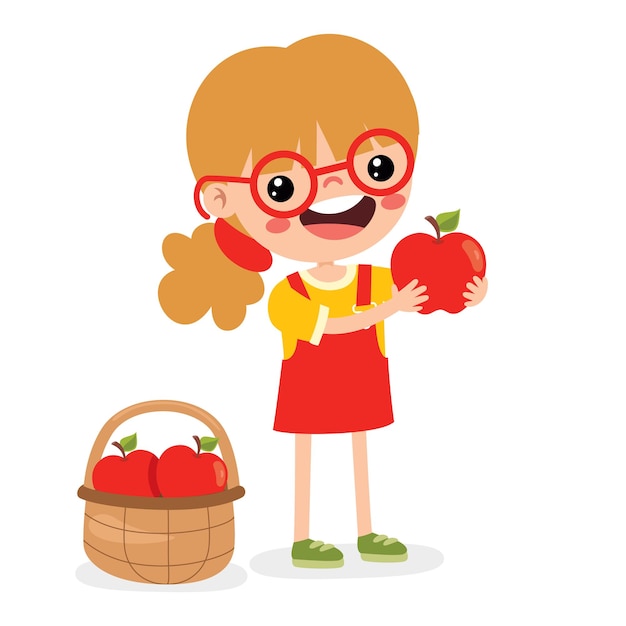 Ilustracja Dziecka Z Jabłkiem
