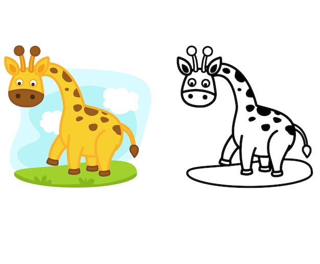 Ilustracja Edukacyjna Kolorowanka Wektor Zwierzę żyrafa