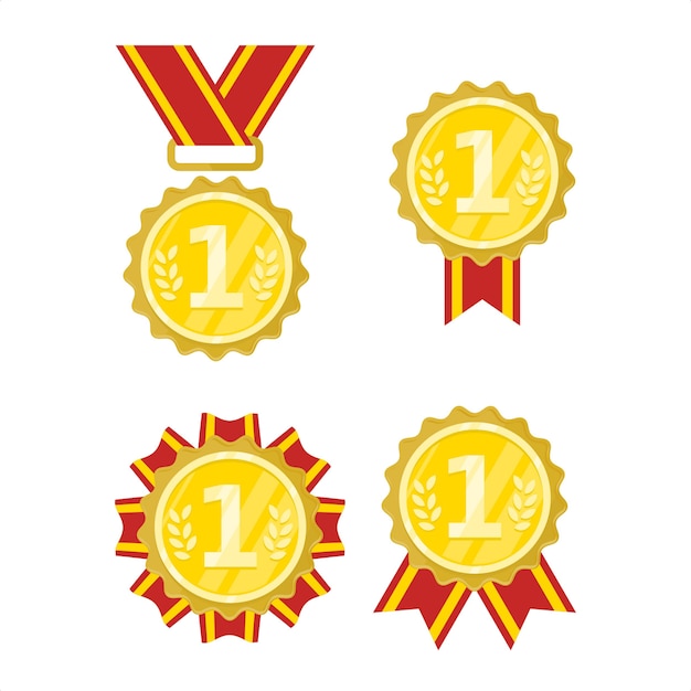 Plik wektorowy ilustracja emblemat osiągnięcia złoty medal
