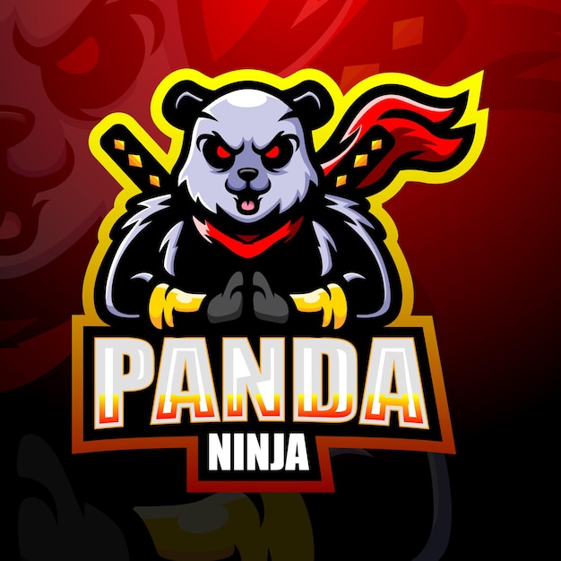 Ilustracja Esport Maskotka Panda Ninja