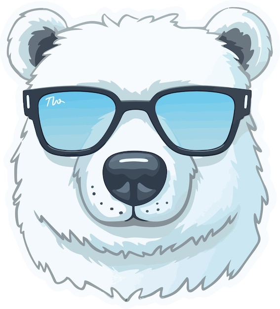 ilustracja fajny niedźwiedź polarny z wektorem naklejki na okulary