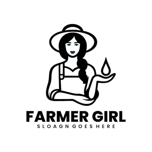 Ilustracja farmer line art logo