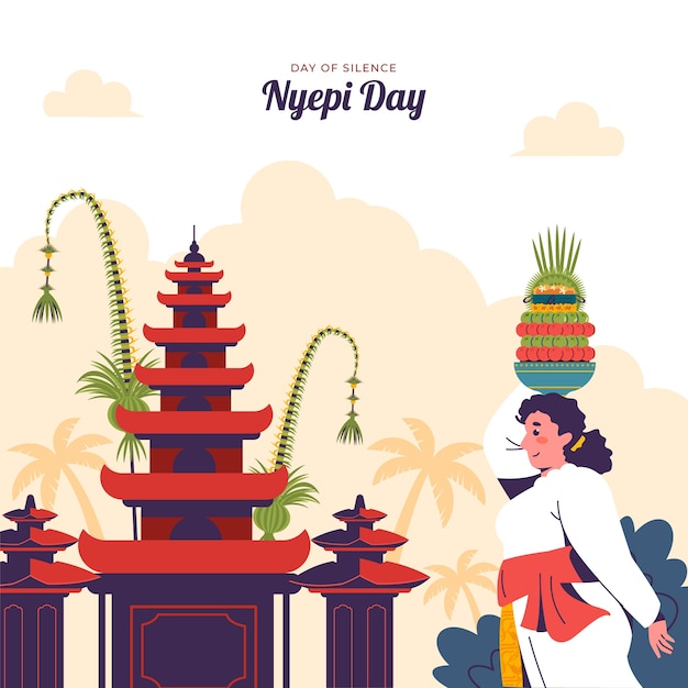 Plik wektorowy ilustracja flat nyepi.