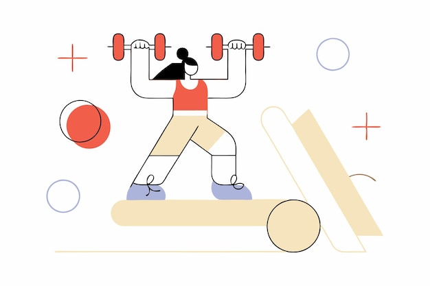 Ilustracja Girl Engaged Gym na białym tle