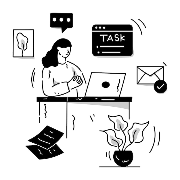 Ilustracja glifów pracy z domu do edycji projektu