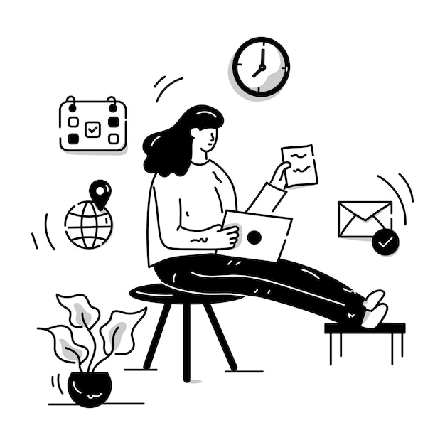 Ilustracja glifów pracy z domu do edycji projektu