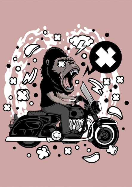 Ilustracja goryl rowerzysta