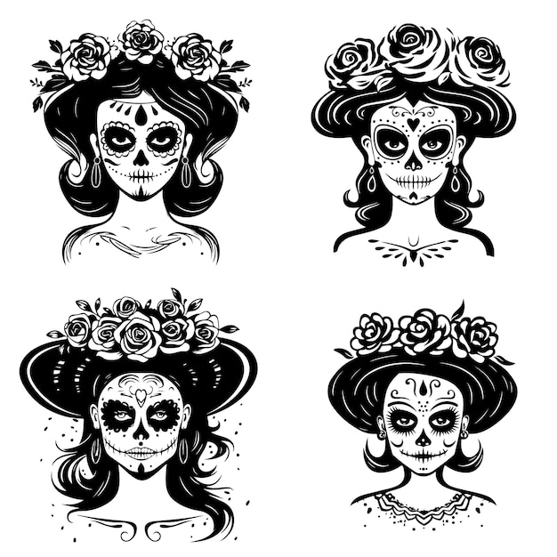 Ilustracja gradientowa dla uroczystości dia de muertos DAY OF DEAD VECTOR ILLUSTRATION MADE WITH AI