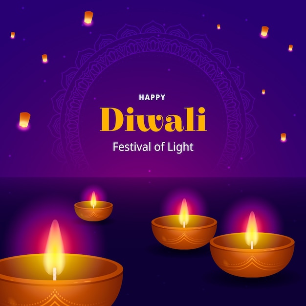 Plik wektorowy ilustracja gradientowa na obchody hinduskiego festiwalu diwali