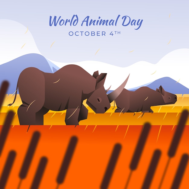 Plik wektorowy ilustracja gradientowa na świętowanie światowego dnia zwierząt