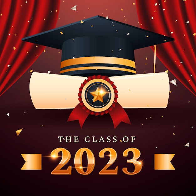 Ilustracja Gradientu Dla Klasy Ukończenia Szkoły W 2023 Roku