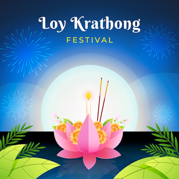 Plik wektorowy ilustracja gradientu loy krathong