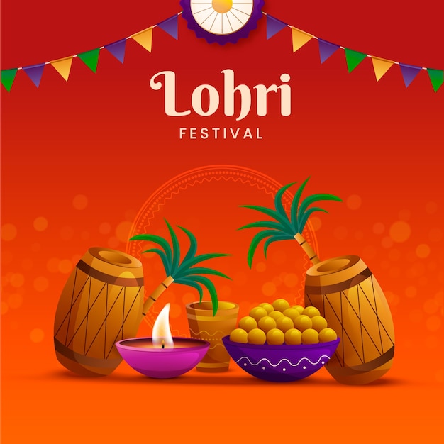 Ilustracja gradientu na festiwal lohri