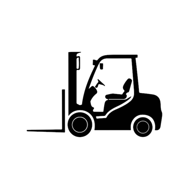 Ilustracja graficzna wektorowej sylwetki wózka widłowego pojazdu przemysłowego