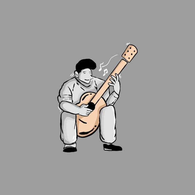 ilustracja gry na gitarze dla koszulki