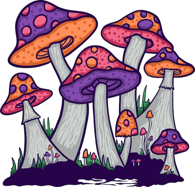 Ilustracja grzybowego trippy