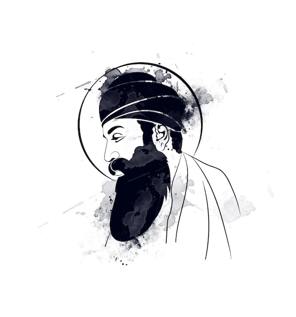 Ilustracja Guru Nanak Jayanti świętującego Urodziny Gurpuraba, Festiwal Guru Nanak Jayanti