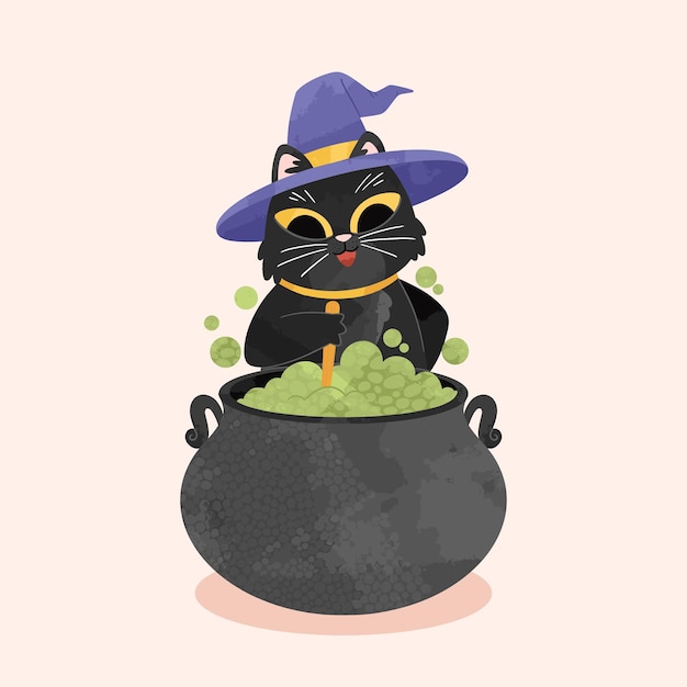 Ilustracja Halloween ładny straszny kot