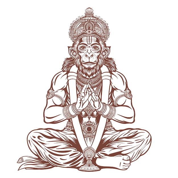 Plik wektorowy ilustracja hanuman jayanti widok boga buddy