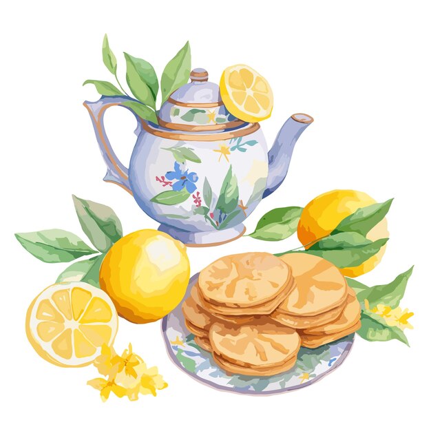Plik wektorowy ilustracja herbaty clipart herbata cytrynowa
