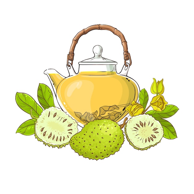 Plik wektorowy ilustracja herbaty z soursop