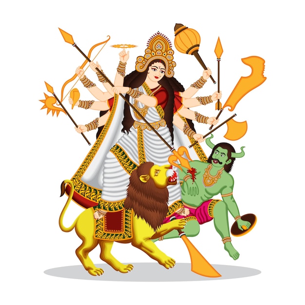 Ilustracja hinduskiej mitologicznej bogini durga