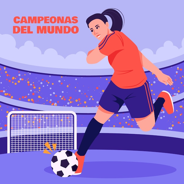 Plik wektorowy ilustracja hiszpańskiego piłkarza kopnącego piłkę podczas meczu