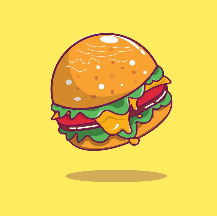 Ilustracja Ikona Kreskówki Hamburger Serowy Premium Wektorów