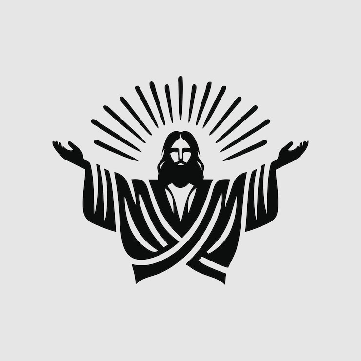 Wektor ilustracja ikony logo jezusa czarno-biała