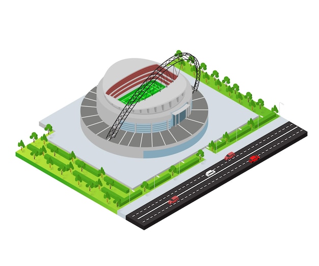 Plik wektorowy ilustracja ikony narodowego stadionu piłkarskiego w stylu izometrycznym