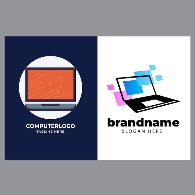 Ilustracja ikony szablonu logotypu naprawy komputera wektorowego i laptopa