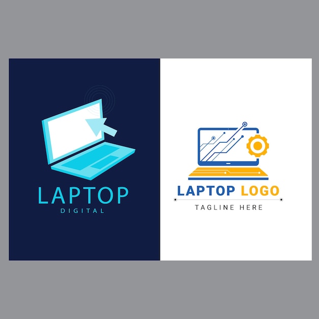 Ilustracja ikony szablonu logotypu naprawy komputera wektorowego i laptopa